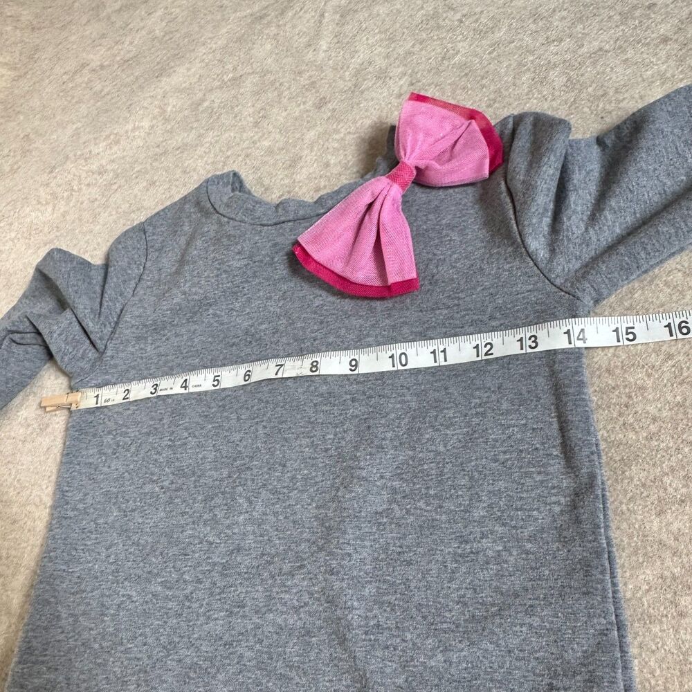 Kate Spade Kids Sweatshirt 7Y Gray Pink Bow Long Sleeve Pullover Designer Cozy - Picture 6 of 7